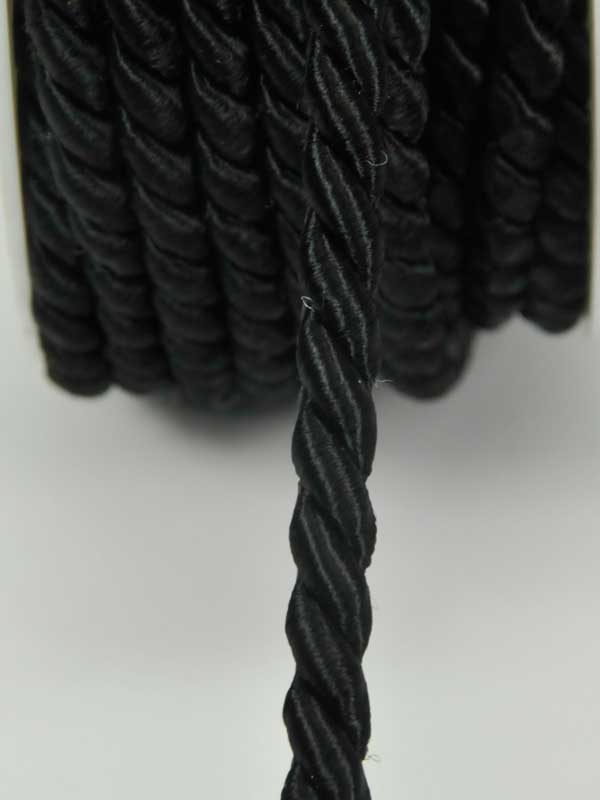 Opiaat Hoofd Willen Decoratie-koord, kleur zwart, 6 mm