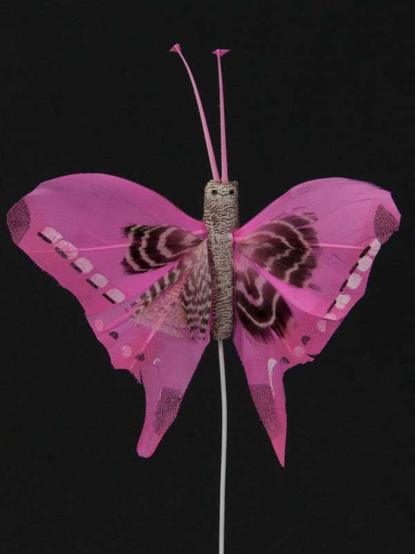 houding veer laag Vlinder op draad - 8 cm - licht-roze - per stuk