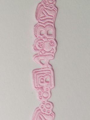 Reliëflint met letters Baby kleur roze