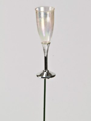 miniatuur champagneglas op steker voor decoratie