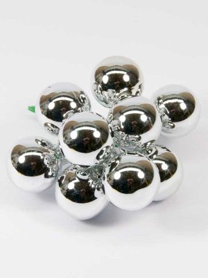kerstballetjes glimmend zilver 25 mm setje 9 stuks