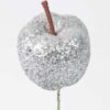 glitter appel zilver 3,5 cm voor decoratie in bloemstukken of kerststukjes