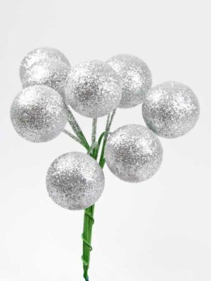 zilver glitter balletjes 30mm voor kerstdecoratie