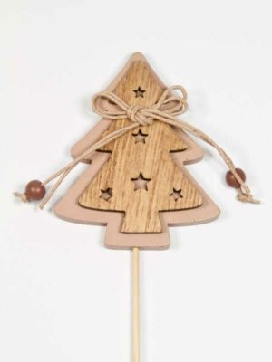 Houten kerstboom met sterretjes op stok